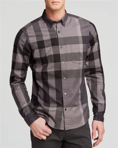 grey burberry button up shirt|Burberry check button up shirt.